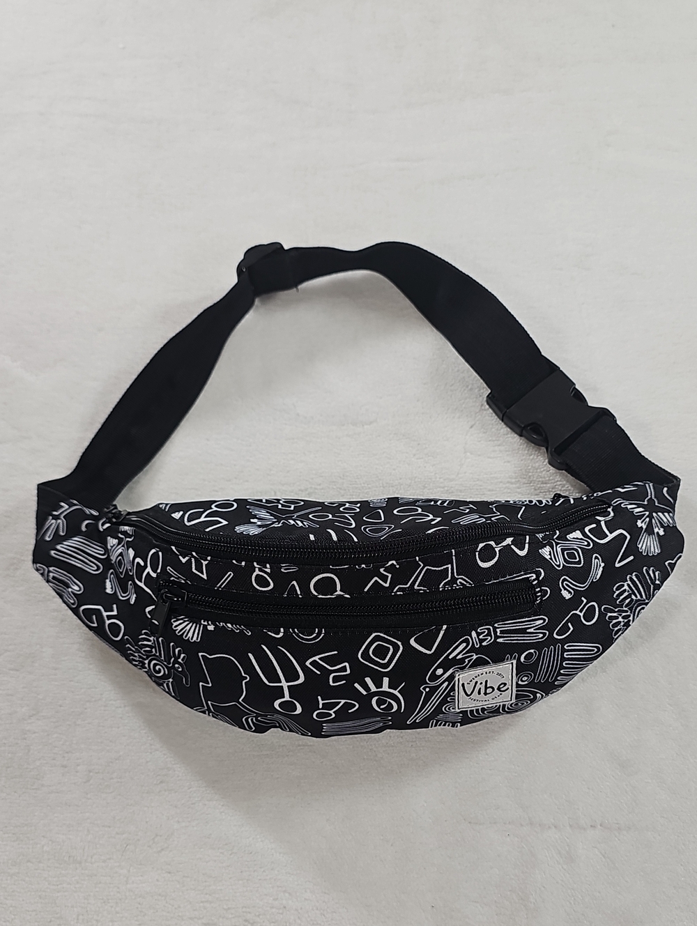 Vibe Black & White Patterned Crossbody Waist Bag Fanny Pack